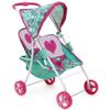 509 Crew: Mint Heart - Tandem Twin Doll Stroller - Hot Pink & Green, Storage Basket, Retractable Canopy, Folding, Accessory, Pretend Play Toy, Kids 3+ view 1