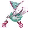 509 Crew: Mint Heart - Tandem Twin Doll Stroller - Hot Pink & Green, Storage Basket, Retractable Canopy, Folding, Accessory, Pretend Play Toy, Kids 3+ view 3