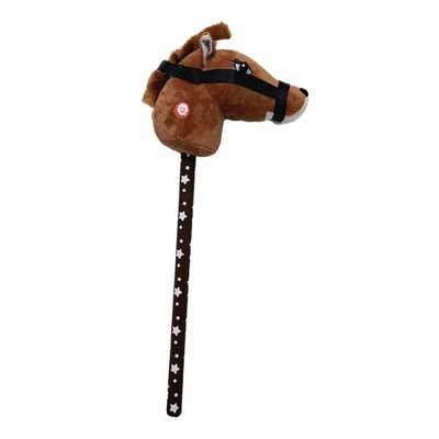 TTETTZ Plush Stick Horse, Hobby Horse Riding Toy, with Sounds Stick Horse Riding Toy, Music Stick Animal for Boys, Dark Brown A