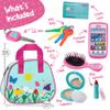 Play Purse for Toddlers with Accessories, Toddler Girl Toys 1 2 3 Years Old with Pretend Makeup, Keys, Smartphone, Toddler Toy Purse for Little Girls - Birthday Gift for Toddlers Girls Ages 2-3 - Blue view 3