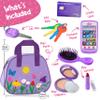 Play Purse for Toddlers with Accessories, Toddler Girl Toys 1 2 3 Years Old with Pretend Makeup, Keys, Smartphone, Toddler Toy Purse for Little Girls - Birthday Gift for Toddlers Girls Ages 2-3 Purple view 2