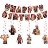 13 Packs Party Supplies, 12pcs Hanging Swirls and 1 Happy Birthday Banner for Wrestling Party Decoration view 1