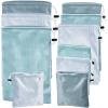 Amylove 9 Pcs Satin Drawstring Gift Bags for Adult, Cyan-blue Series view 1