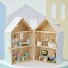 Olivia's Little World Folding Wooden Dollhouse  3-Story Portable Playhouse with Furniture, Family Figures & Pet, Built-in Carry Handle, Compact Fold-Up Design Toy for Ages 3+ view 4