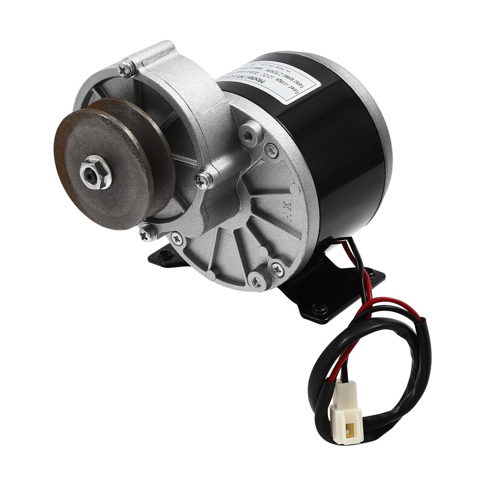 250 Watt Gear Reduction Electric Motor, 12V/24V/36V Powerful Gear Motor with Belt Pulley 2750rpm (24V)