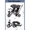 ZOCWJK Tandem Tricycle,Swivel Seats with Tilted backrest,Parent Push Stroller Trike,3 Wheels Bicycle with Canopy,Ride-on Bike (Black-a-Titanium Wheel view 2