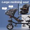 ZOCWJK Tandem Tricycle,Swivel Seats with Tilted backrest,Parent Push Stroller Trike,3 Wheels Bicycle with Canopy,Ride-on Bike (Black-a-Titanium Wheel view 3