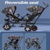 ZOCWJK Tandem Tricycle,Swivel Seats with Tilted backrest,Parent Push Stroller Trike,3 Wheels Bicycle with Canopy,Ride-on Bike (Black-a-Titanium Wheel view 4