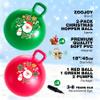 ZOOJOY Hopper Ball 2-Pack Set for Girls&Boys 3-8 with Free Hair Clips, Festive Red & Green 18in Bouncy Ball with Handle for Kids, Christmas Toys Indoor and Outdoor Play Includes Pumps view 2