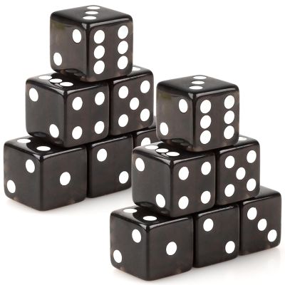 Abilat 12 Pieces 19mm Casino Dice Set Acrylic 6 Sided Game Dices Translucent Square Corner Dice for Casino Vegas Theme Birthday Party Supplies Table Games Board Games (Black)