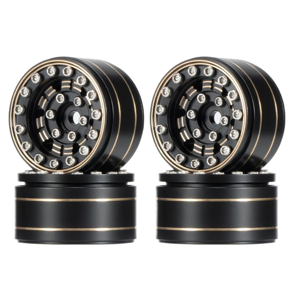 1.0 Inch Brass Beadlock Wheel Rims Negative Offset SCX24 Weights Compatible with 1/24 1/18 Scale RC Crawler Models Like AX24 K5 Enduro24 and Similar Off Road Vehicles