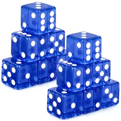 Abilat 12 Pieces 19mm Casino Dice Set Translucent 6 Sided Game Dices Acrylic Square Corner Dice for Casino Vegas Theme Birthday Party Supplies Board Games Table Games (Blue)