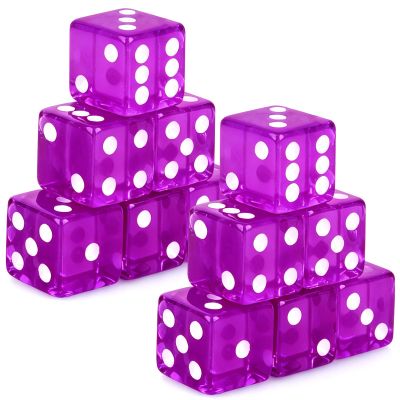 Abilat 12 Pieces 19mm Casino Dice Set Acrylic Translucent 6 Sided Game Dices Square Corner Dice for Casino Vegas Theme Birthday Party Supplies Board Games Table Games (Purple)