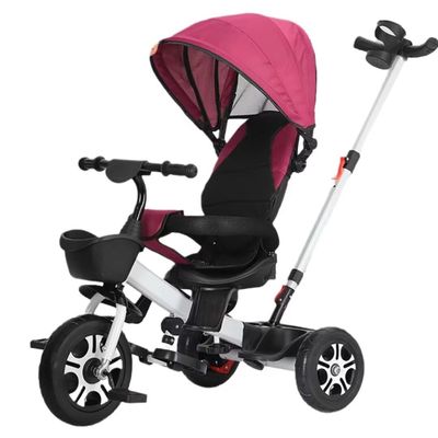 ZOCWJK Toddler Stroller with 180 Swivel seat,Push Trike with Canopy for 1-6 Years Old,Parent Steering Tricycle with Push Handle,Children's Tricycle,Titanium Wheel,Foot Brakes(