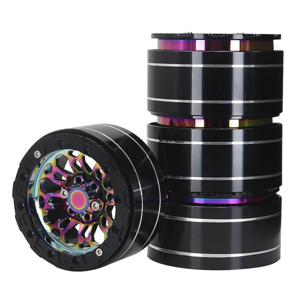 2.2 Inch Metal Electroplating Colorful Wheel Hub Compatible with 1/8 1/10 Scale Crawler RC Cars Fits Trx6 RR10 Wraith and Similar Models