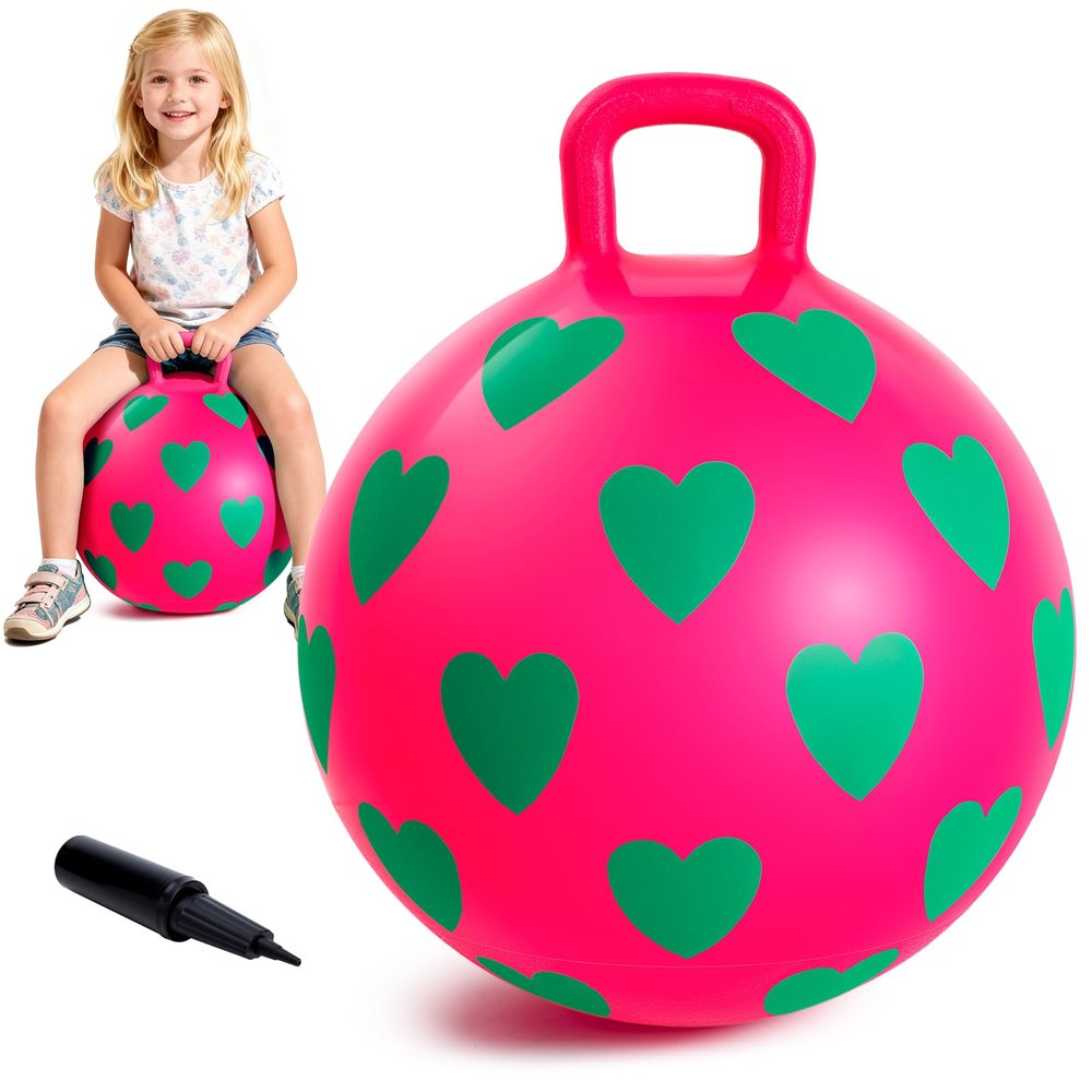 EVERICH TOY Hopper Ball,15In Sit On Bouncy Balls with Handle, Purple Heart Girls Toys for Indoor Outdoor Active Play Toys, Best Balance Hopping Toys for Girls Boys Gifts 3 4 5 6 Yr Old