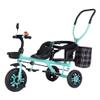 ZOCWJK Tandem Tricycle,Front seat with Belt,Back seat with Sponge guardrail and armrest,Parent Push Stroller Trike,Ride-on Bike with Pedals,3 Wheels Bicycle (Green-Titanium Wheel view 1
