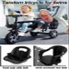 ZOCWJK Tandem Tricycle,Front seat with Belt,Back seat with Sponge guardrail and armrest,Parent Push Stroller Trike,Ride-on Bike with Pedals,3 Wheels Bicycle (Green-Titanium Wheel view 4