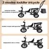 ZOCWJK Tandem Tricycle,Front seat with Belt,Back seat with Sponge guardrail and armrest,Parent Push Stroller Trike,Ride-on Bike with Pedals,3 Wheels Bicycle (Green-Aviation Wheel view 3