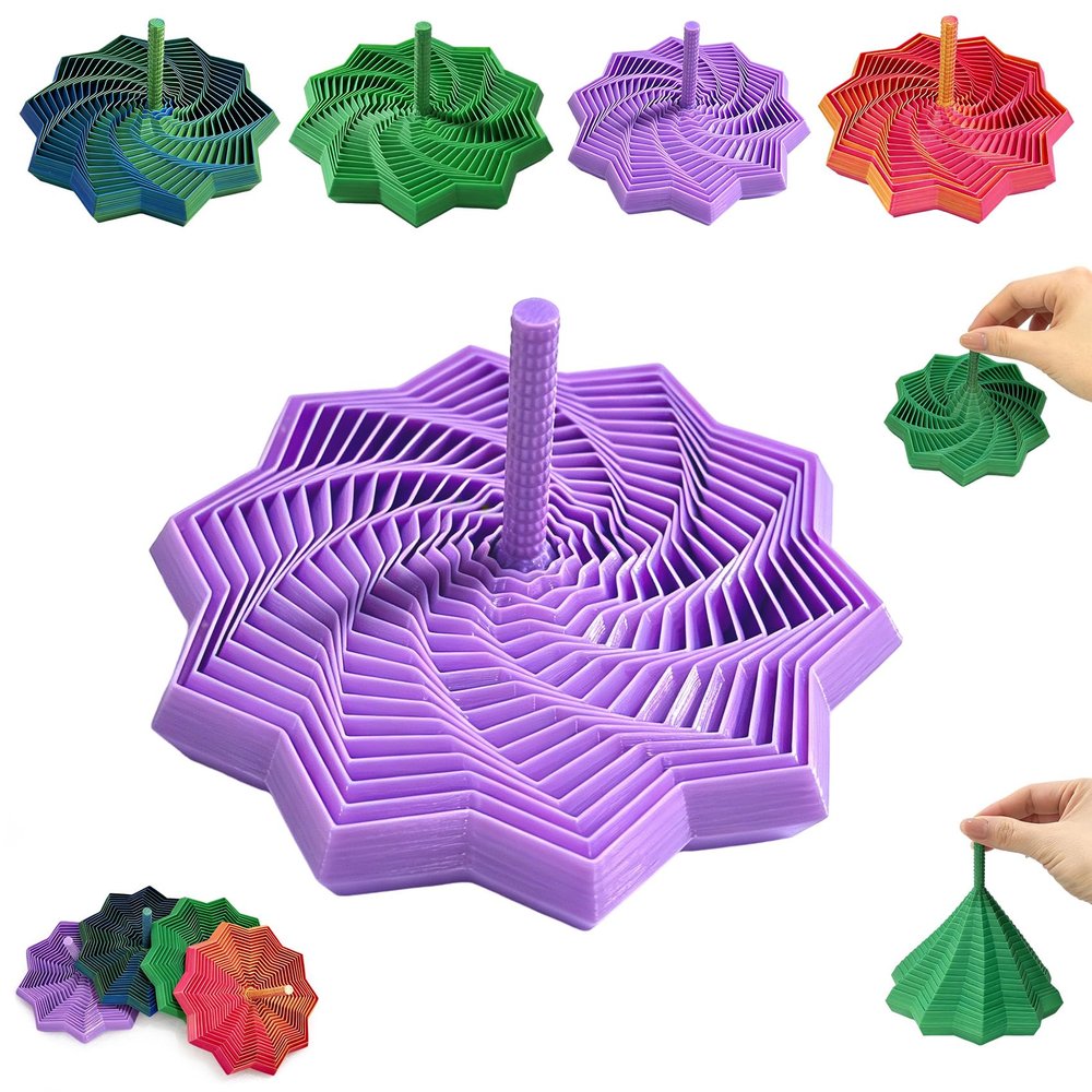 3D Printed Expanded Sensory Fidget Star,Expandable Fractal Fidget Toys Hexagon with Handle,Honeycomb Whirling Spiral Design,for Adults, Perfect for Christmas, Birthday Expandable Gifts (M2, 3.54in)