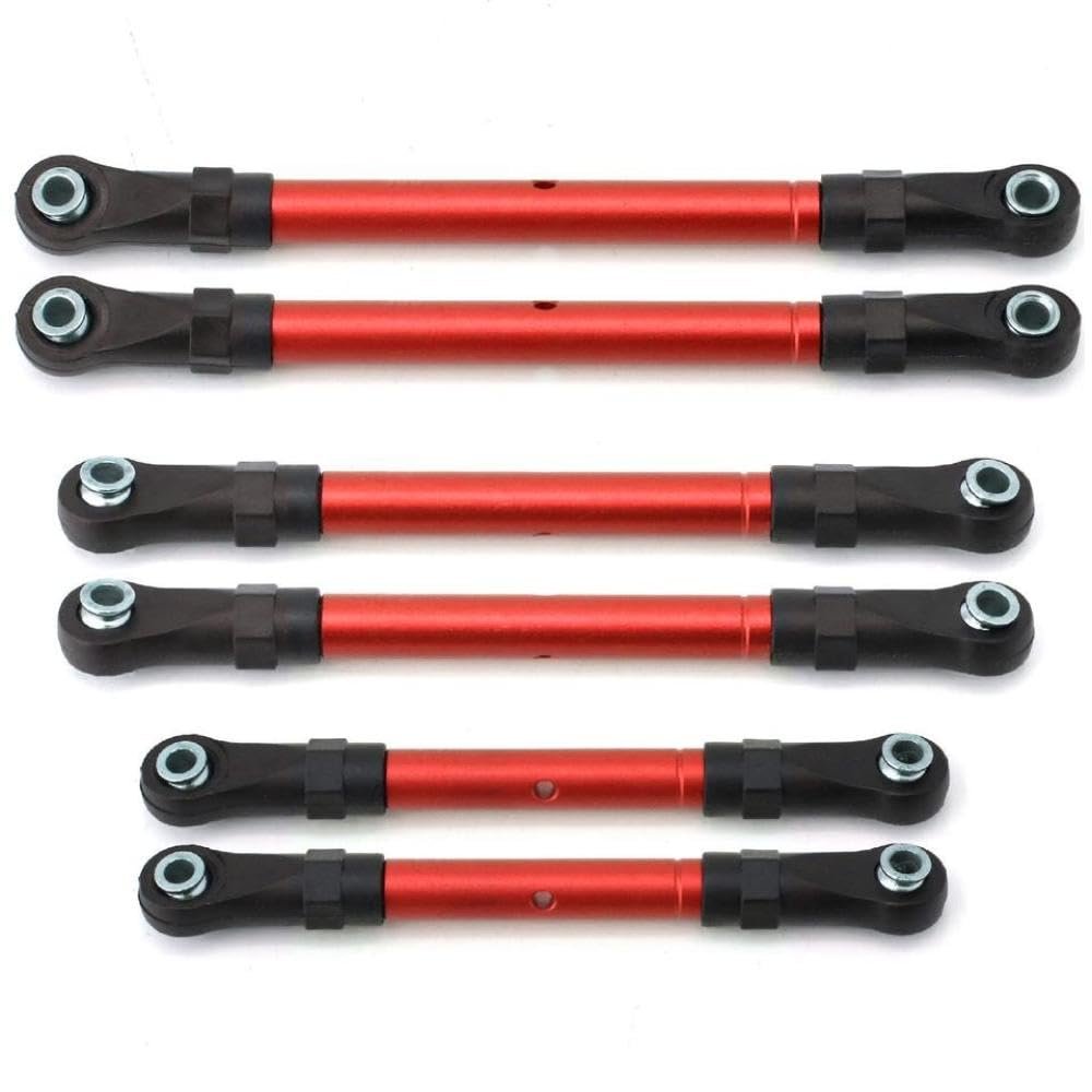 Turnbuckle Set Compatible with 1 10 Scale RC Cars Compatible with Hoss and 4x4 Models Steering Linkage Rods Upgrade Parts(Red)