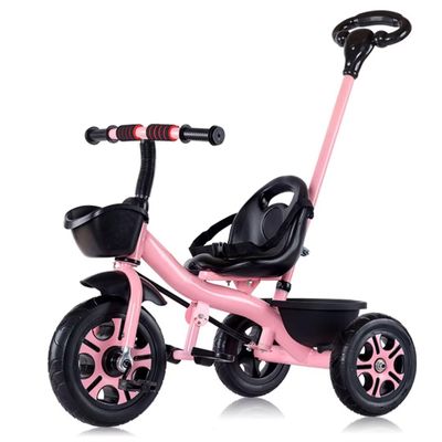ZOCWJK Push Stroller,3 Wheels Bicycle,Ride-on Trike with Pedals,Tricycle with Adjustable seat,seat with Belt (Pink-Foam Wheel