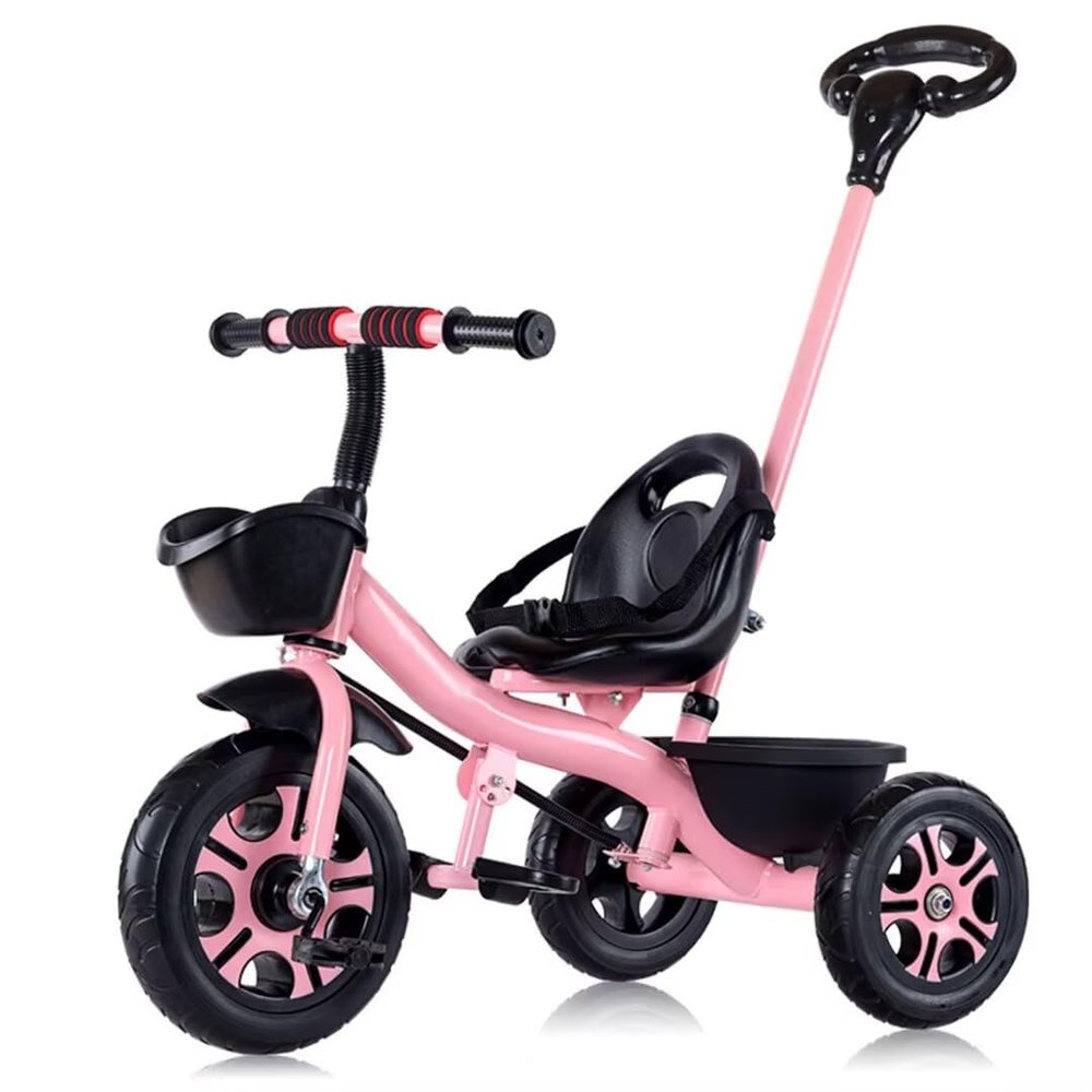 ZOCWJK Push Stroller,3 Wheels Bicycle,Ride-on Trike with Pedals,Tricycle with Adjustable seat,seat with Belt (Pink-Foam Wheel
