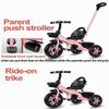 ZOCWJK Push Stroller,3 Wheels Bicycle,Ride-on Trike with Pedals,Tricycle with Adjustable seat,seat with Belt (Pink-Foam Wheel view 2