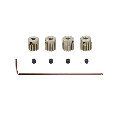 4pcs Set 48P Hardened Aluminum Alloy Pinion Gear Assortment with Hex Key, for Arrma HPI Kyosho Losi Axial Traxxas Tamiya Associated 1/10 RC Car/Truck, 3.175mm Shaft Motor Gear (45T-46T-47T-48T)