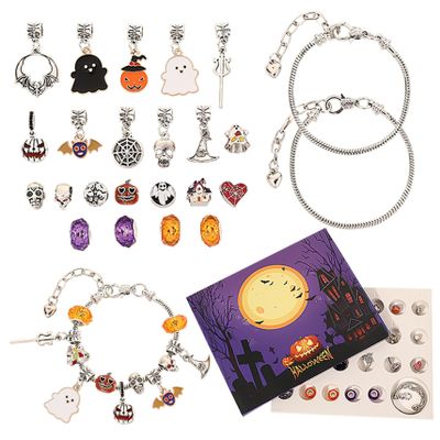 Advent Calendar 2024 Halloween Bracelets 24 Days Countdown Advent Calendar Bracelet DIY Cute Cartoon Halloween Craft Kit for Girls and Women Teens 2024, Bracelets