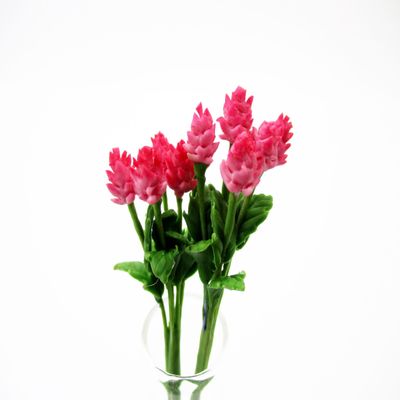 1:12 Miniature Globe Amaranth 2 Bunch Clay Flower Fairy Garden Dollhouse 17142, Pink