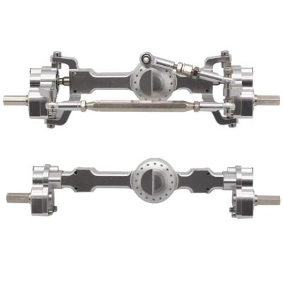 RC Axles For MN For Mn99S MND90 D91 For MN78 For MN168 1/12 RC Car Upgrade Parts CNC Metal Front And Rear Portal Axle Set(Silver)