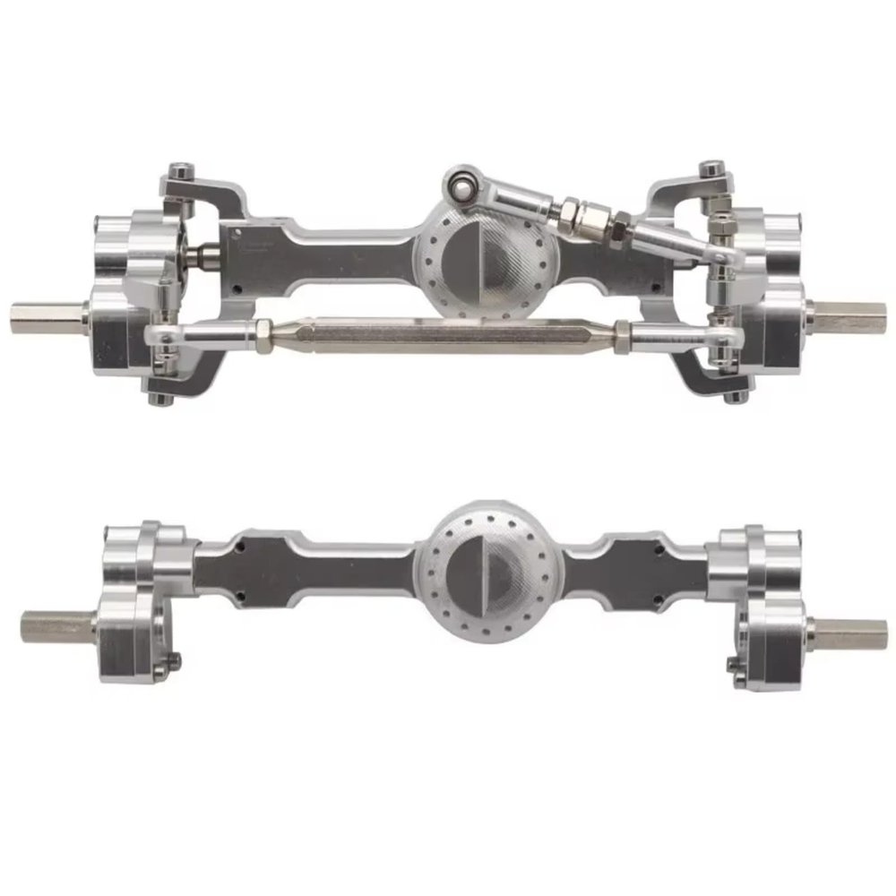 RC Axles For MN For Mn99S MND90 D91 For MN78 For MN168 1/12 RC Car Upgrade Parts CNC Metal Front And Rear Portal Axle Set(Silver)
