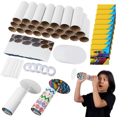 Gilprop 25 Set DIY Kaleidoscope Kit Bulk with Colored Crayons Set for Gifts, DIY Kaleidoscope Making Craft Kit for Science Experiment Educational STEM Craft Supplies