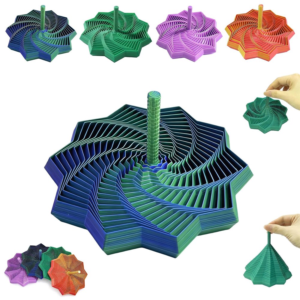 3D Printed Expanded Sensory Fidget Star,Expandable Fractal Fidget Toys Hexagon with Handle,Honeycomb Whirling Spiral Design,for Adults, Perfect for Christmas, Birthday Expandable Gifts (M5, 6.89in)