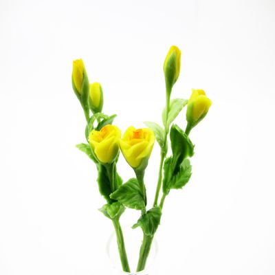1:12 Miniature Yellow Rose 2 Bunch Clay Flower Fairy Garden Dollhouse 17175, Yellow