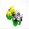 1:12 Miniature Mixed Pansy 2 Bunch Clay Flower Fairy Garden Dollhouse 17128, Yellow-Purple/White-Purple view 1