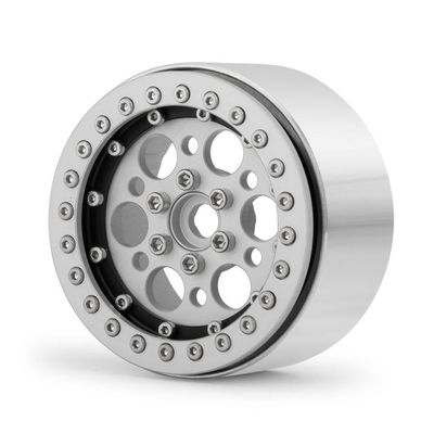 35mm Lengthened 2.2inch RC Wheels Rims with Metal Compatible with 1 10 Scale RC Cars Such(Silver Black 1pcs)