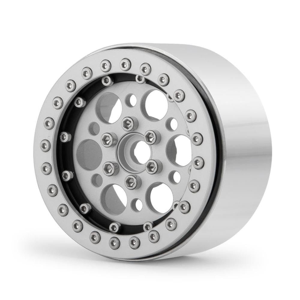 35mm Lengthened 2.2inch RC Wheels Rims with Metal Compatible with 1 10 Scale RC Cars Such(Silver Black 1pcs)