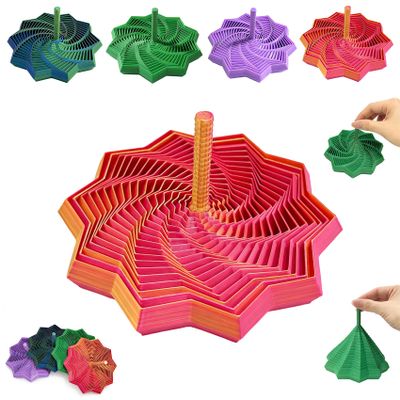 3D Printed Expanded Sensory Fidget Star,Expandable Fractal Fidget Toys Hexagon with Handle,Honeycomb Whirling Spiral Design,for Adults, Perfect for Christmas, Birthday Expandable Gifts (M4, 4.72in)