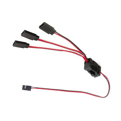 3 Way LED Light On Off Controller Switch Y Cable Durable Remote Control Car Light Group Channel Extension Wire for 4 SCX10 1/10 Crawler Car Black 10g