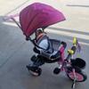 ZOCWJK Tricycle with Swivel seat,seat with Belt and guardrail,Parent Push Trike,3 Wheels Trike with Canopy,Double Brakes on Rear Wheels,Titanium Wheel (Pink-with Canopy view 2