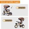 ZOCWJK Tricycle with Swivel seat,seat with Belt and guardrail,Parent Push Trike,3 Wheels Trike with Canopy,Double Brakes on Rear Wheels,Titanium Wheel (Pink-with Canopy view 4