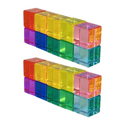 Bffcnl Building Blocks SE Educational Toys Colorful Training Rainbow Acrylic GEM Cubes Blocks for Ages 3, 20Pcs