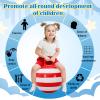 Jerify 6 Pcs 18 Inch Hopper Balls Hopping Jumping Outdoor Bouncy Ball with Handles Carnival Outdoor Games Inflatable Striped Bouncing Ball Ride on Toys for Indoor Sports Exercise view 3