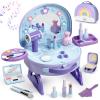 Lehoo Castle Toddler Vanity with Makeup Set, Portable Makeup Vanity for Girls with Lights Music Electric Hairdryer, Pretend Play Princess Toys for Dress Up, Birthday Gifts for 3 4 5 Years Old Girls view 1