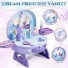 Lehoo Castle Toddler Vanity with Makeup Set, Portable Makeup Vanity for Girls with Lights Music Electric Hairdryer, Pretend Play Princess Toys for Dress Up, Birthday Gifts for 3 4 5 Years Old Girls view 4