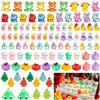 100Pcs Mini Christmas Luminous Figurines, Glow in The Dark Christmas Resin Miniatures Xmas Tree Santa Claus Snowman Reindeer Duck Design for Party Favors Bag Fillers Garden Dollhouse Decor  view 1