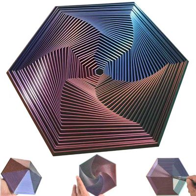 Fractal Fidget Hexagon - Suitable for Relieving Stress, Anxiety, and Tension | Autism, ADHD | Desk Adult Fidgeting Stress Relief Gift (Green Purple Copper 35 Rings)
