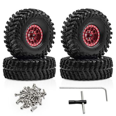 4PCS 1.0'' Aluminum Alloy Wheel Rim Tire Wheel RC Spare Parts for 1/18 TRX4M FMS SCX24 Crawler RC Climbing Car (Red)